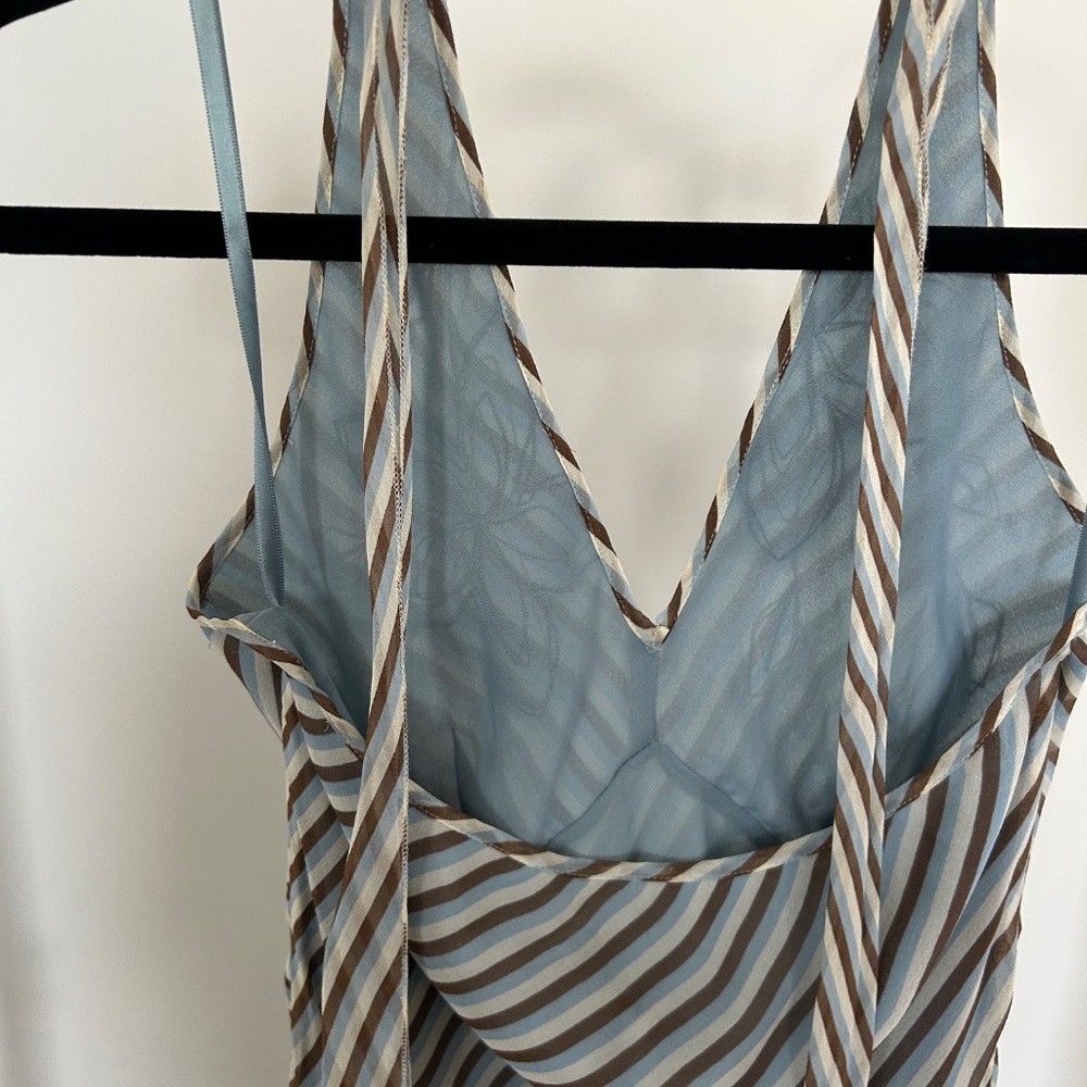 Silk embroidered striped midi dress - Picture 5 of 7